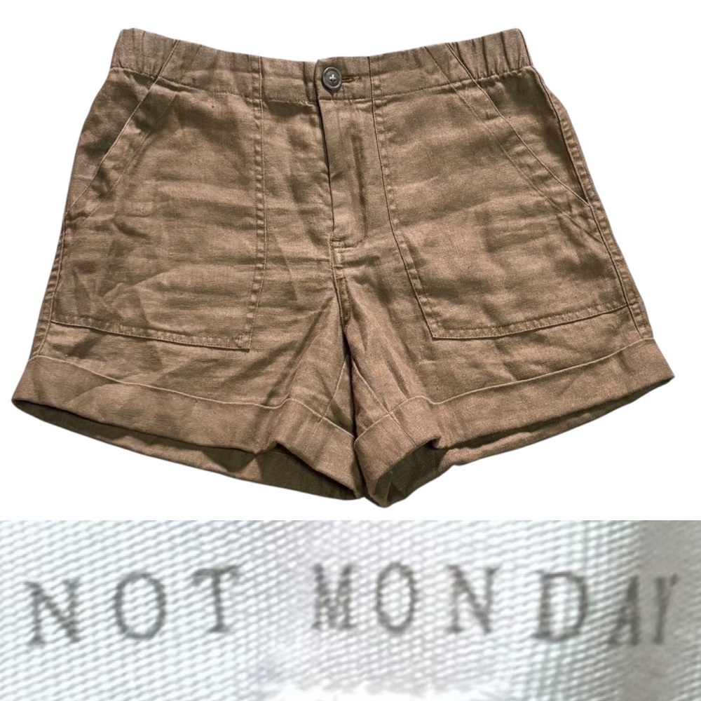 Not Monday Palmer Linen Short Women’s Size X-Small In Brown